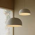 Woven Dome Pendant Lights Illuminating Modern Interior With Window Blinds 3d model