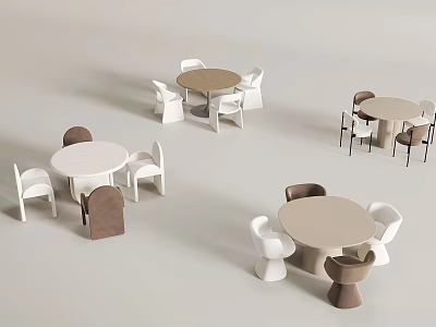 Modern Round Tables With Matching Chairs In Various Colors And Styles 3d model