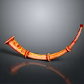 Traditional Decorative Horn With Orange Red Color And Intricate Carved Patterns