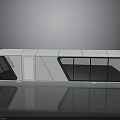 Futuristic Electric Bus Exterior Design With White Body Black Panels And Large Glass Windows