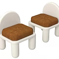 Simple Design Children's Chairs With White Frame And Brown Cushioned Seat