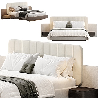 Modern Light Luxury Double Bed Collection 3d model