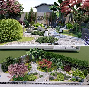 Villa Courtyard Garden SU Model 3d model