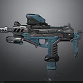 Advanced Futuristic Sci Fi Weapon With Blue Green And Silver Design Features