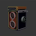 Vintage Style Professional Computer Camera With Dual Lens And Orange Black Design 3d model