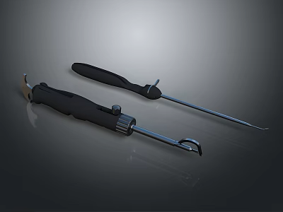 Ergonomic Household Tools With Black Handle And Stainless Steel Clamp Tips 3d model