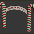Christmas Candy Cane Arch With Red Green Stripes And Merry Christmas Sign