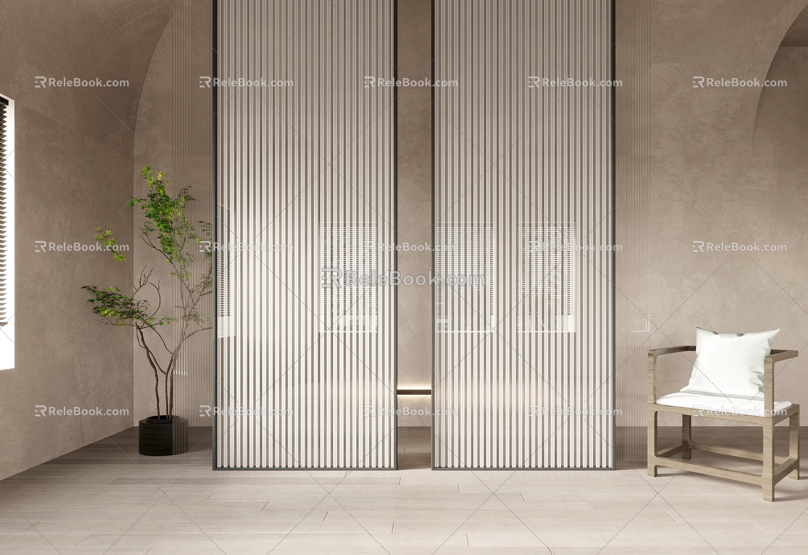 Modern partition Changhong glass screen partition 3d model