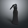 Black Female Figure Sculpture Carving With One Shoulder Long Dress Design