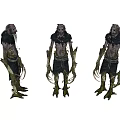 Mythical Fantasy Game Character With White Hair Green Moss Claws And Root Like Legs
