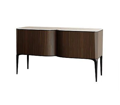 Sleek Modern Entryway And Side Cabinet Design With Wooden Surface And Black Metal Legs 3d model