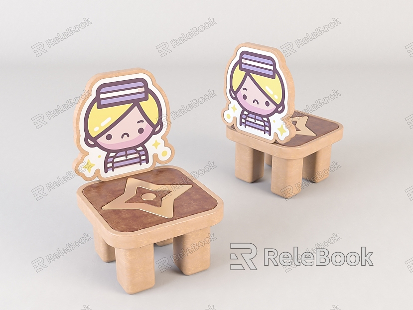 Modern children's chair wooden children's stool model