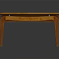 Modern Wooden Table For Home Use With Red Tabletop And Curved Legs