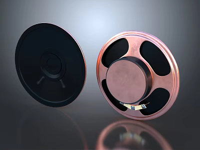 Two Circular Commercial Equipment Units With Black And Copper Segmented Panels 3d model
