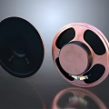 Two Circular Commercial Equipment Units With Black And Copper Segmented Panels 3d model
