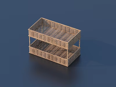 Woven Two Tier Storage Basket with Shelf Structure for Home Organization 3d model