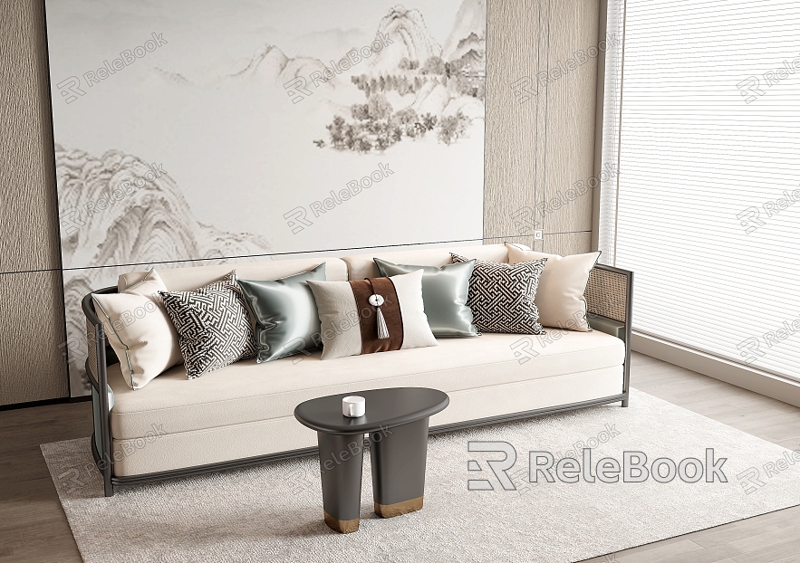 New Chinese-style Sofa Three-seat Sofa Living Room Sofa model