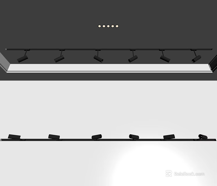 Modern Ceiling Mounted Downlights And Track Spotlights For Interior Lighting Design 3d model 