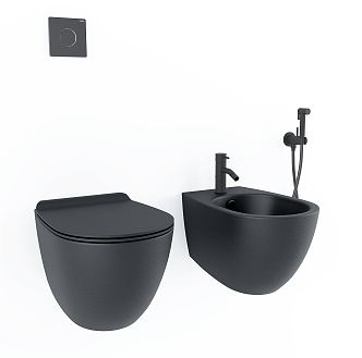 Modern toilet wall-mounted toilet seat combination 3d model