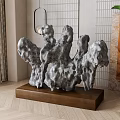 Abstract Stone Sculpture With Wooden Base And Irregular Shape For Indoor Art Decor