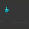 Blue Computer Headphones With Black Earpads Curved Cable And Reflection On Gray Background