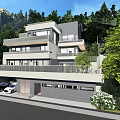 Modern Detached Villa Surrounded by Green Trees with Multiple Terraces and Swimming Pool
