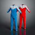 Stylish Blue And Red Tracksuits With White Stripes Full Body Design
