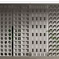 White Modern Room Dividers Featuring Circular Holes And Square Grid Patterns 3d model