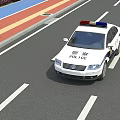 White Police Car With Red Blue Lights And POLICE Signage On Road
