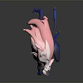 Dynamic Fantasy Creature With Purple Body Pink Flowing Hair Blue Glowing Markings And Yellow Eyes