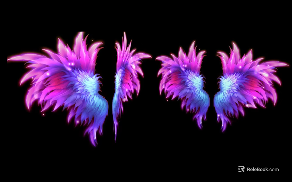 Decorative Feather Wing Wall Decor With Pink And Blue Gradient Design 3d model 