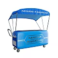 Blue Mobile Commercial Food Vending Equipment Cart With Canopy Wheel Design