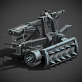 Mechanical Weapon With Tracked Base Spiked Front And Cannon Turret Design