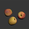 Three Fresh Apples With Red And Yellow Gradient On Black Reflective Surface