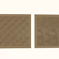 Elegant Golden Carved Square Decorative Panels Featuring Intricate Wave Patterns 3d model