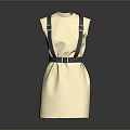 Fashionable Beige Dress With Black Straps And Belt On Mannequin
