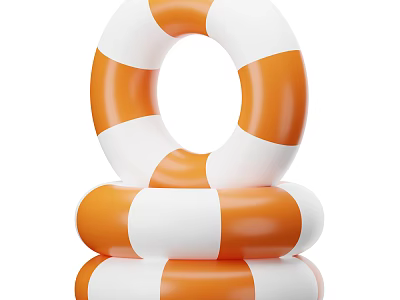 Orange And White Stacked Medical Rehabilitation Rings For Therapy Use 3d model