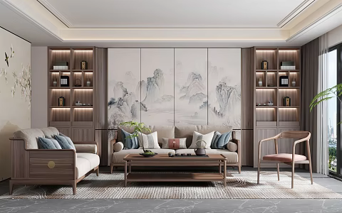 New Chinese Living Room 3d model
