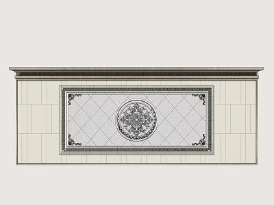 Classic Wall Decoration With Circular Ornate Pattern And Geometric Grid 3d model
