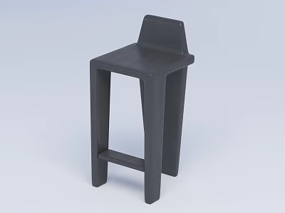 Black Modern Bar Stool With Simple Design Backrest And Supportive Crossbar 3d model