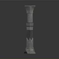 Ancient Decorative Stone Pillar With Blue Glowing Details And Intricate Carved Patterns