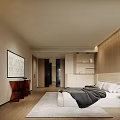 Modern Warm Bedroom Interior Design With Wooden Paneling Bed Window Seat And Rug