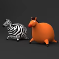 Inflatable Orange Horse and Black White Striped Zebra Decorative Figures