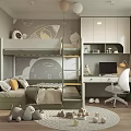 Cozy Kids Room Interior With Bunk Bed Desk Toys Rug And Wall Decor