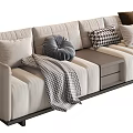Modern Comfortable Multi Seater Sofa With Decorative Pillows Blanket And Storage Drawer 3d model
