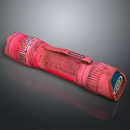 Red Flashlight Design With Textured Surface Lanyard Hole And Bottom Logo