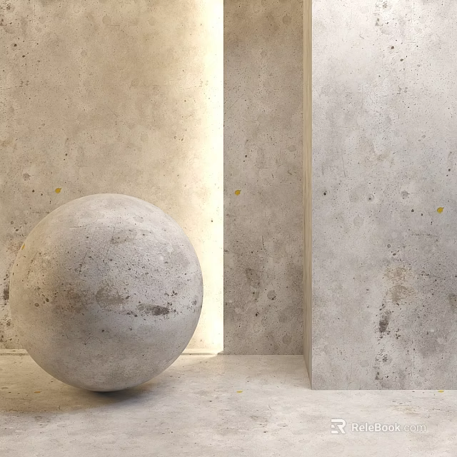 Concrete Components Featuring Sphere Wall And Textured Floor In Minimalist Design 3d model