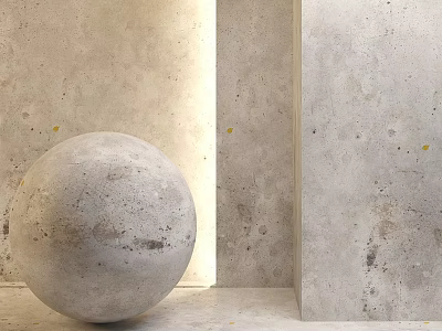 Concrete Components Featuring Sphere Wall And Textured Floor In Minimalist Design 3d model
