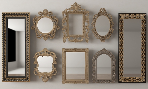 Mirror Decorative Mirror Cosmetic Mirror Bathroom Mirror Vanity Mirror Retro Mirror Classical Mirror 3d model