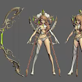 Female Game Movie Character With Elaborate Bow Braided Hair And Decorative Wings